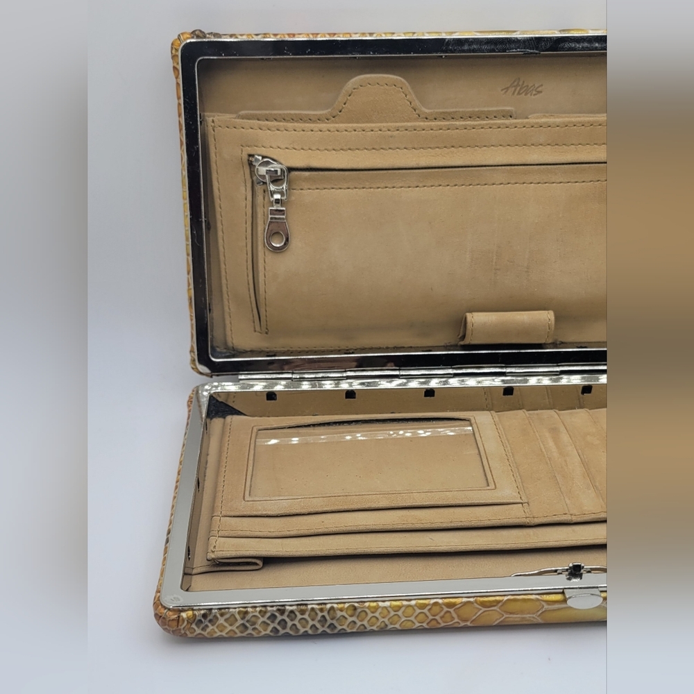 ABAS Clutch Wallet Vintage Leather Snakeskin Metallic Frame **RARE FIND - Picture 12 of 15